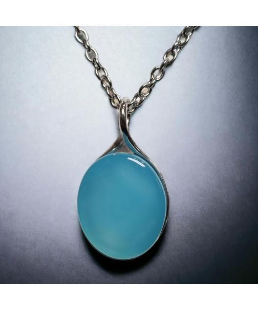 Pendentif Agate Argent Rhodié avec chaîne