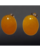 Boucles Jade jaune cabochons à clips