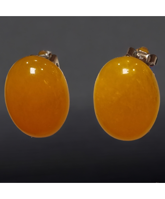 Boucles Jade jaune cabochons à clips