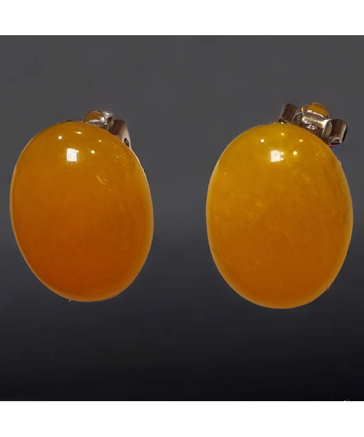 Boucles Jade jaune cabochons à clips