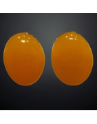Boucles Jade jaune cabochons à clips