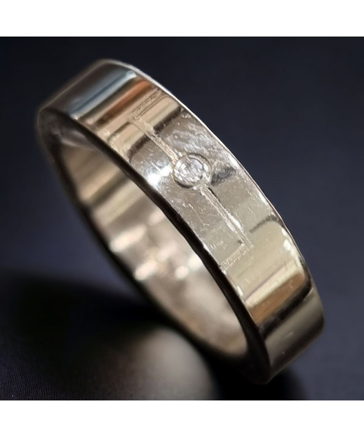 Anneau Acier inox & Zirconium Taille 54