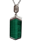 Pendentif Malachite et Zirconium avec chaîne argent 925