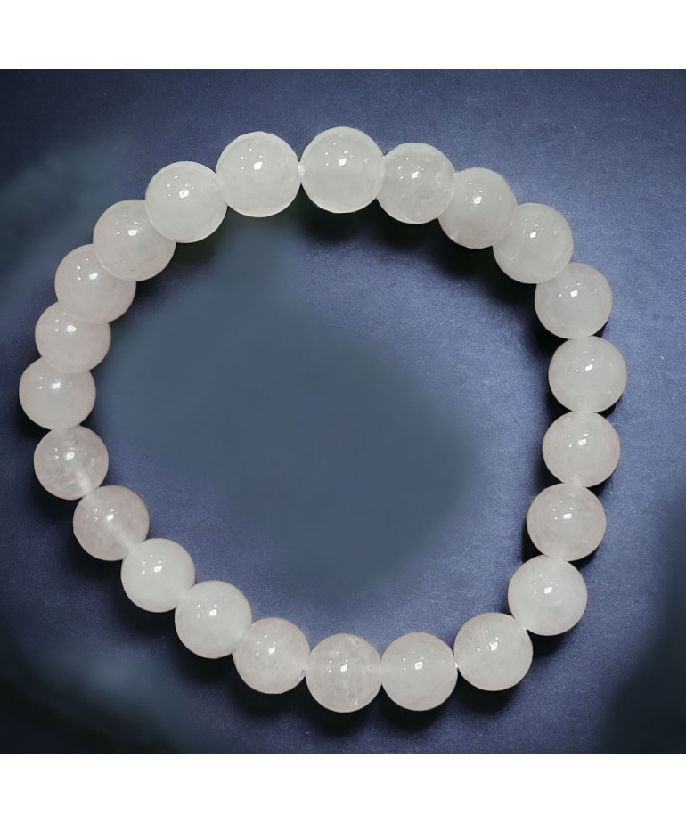 Bracelet Jade blanc Pierre ronde 8mm