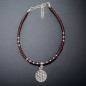 Bracelet Grenat facetté avec Fleur de vie Argent 925