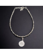 Bracelet Labradorite facetté avec Fleur de vie Argent 925