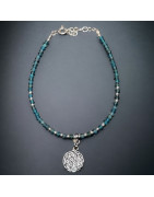 Bracelet Apatite facetté avec Fleur de vie Argent 925