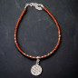 Bracelet Cornaline avec Fleur de vie Argent 925
