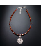 Bracelet Cornaline avec Fleur de vie Argent 925