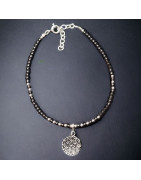 Bracelet Hématite avec Fleur de vie Argent 925