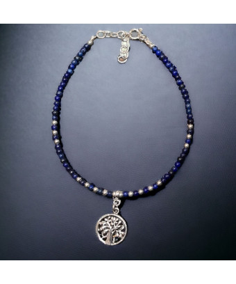 Bracelet Lapis-lazuli avec Arbre de vie Argent 925