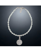 Bracelet Pierre de lune facetté avec Fleur de vie Argent 925