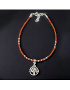 Bracelet Cornaline avec Arbre de vie Argent 925