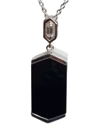 Pendentif Onyx et Zirconium avec chaîne argent 925