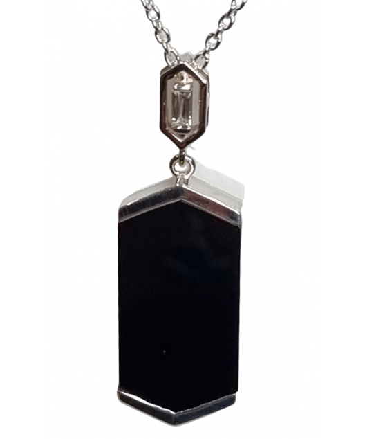 Pendentif Onyx et Zirconium avec chaîne argent 925