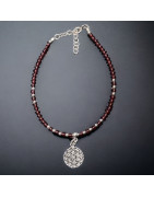 Bracelet Grenat avec Fleur de vie Argent 925