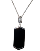Pendentif Onyx et Zirconium avec chaîne argent 925