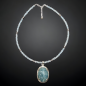 Pendentif Aigue marine sur collier facetté Argent 925