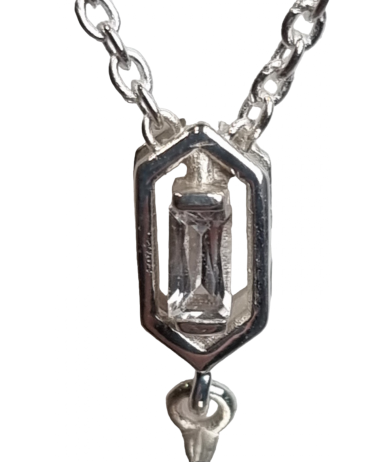 Pendentif Cornaline et Zirconium avec chaîne argent 925