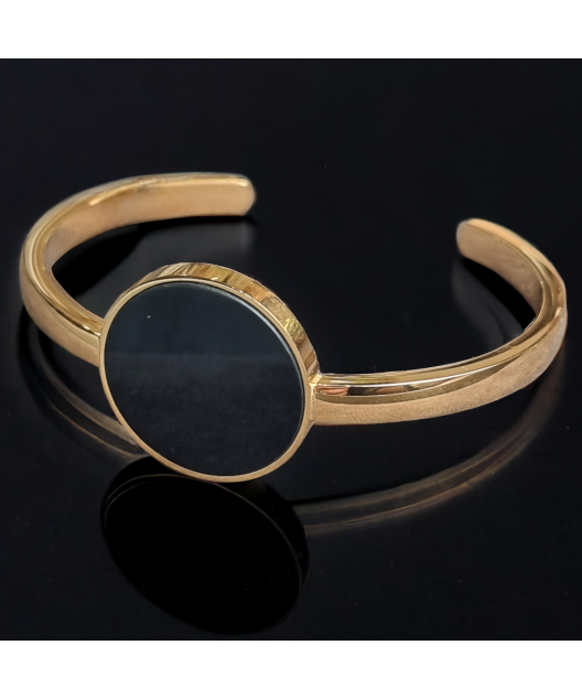 Bracelet Onyx Acier inox doré