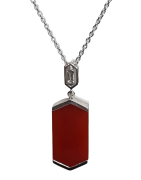 Pendentif Cornaline et Zirconium avec chaîne argent 925