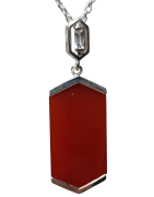Pendentif Cornaline et Zirconium avec chaîne argent 925