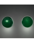 Boucles Agate verte boule Argent 925 (s)