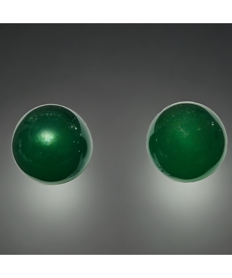 Boucles d'oreilles Agate verte boule Argent 925