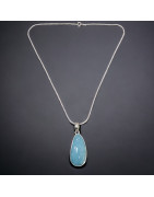 Pendentif Aigue marine sur chaîne Argent 925