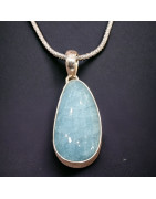 Pendentif Aigue marine sur chaîne Argent 925