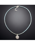 Collier Aigue marine  avec Arbre de vie Argent 925