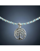 Collier Aigue marine  avec Arbre de vie Argent 925