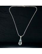 Pendentif Aigue marine sur chaîne Argent 925