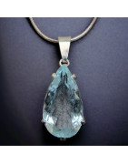 Pendentif Aigue marine sur chaîne Argent 925
