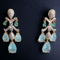 Boucles Topaze bleue & Agate Swarovski plaquées or