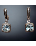 Boucles Topaze bleue facettée Argent 925