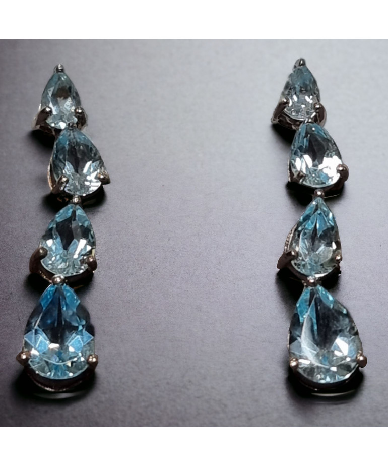 Boucles Topaze bleue facettée Argent 925