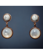 Boucles Nacre & Howlite dorées or rose