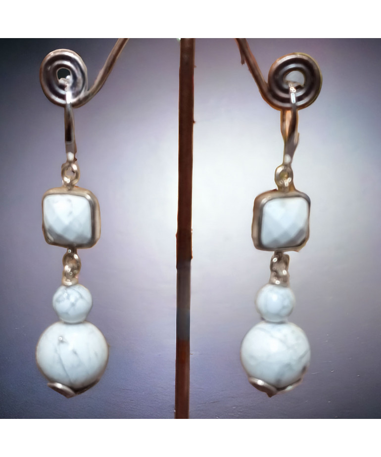 Boucles Howlite Argent 925