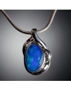Pendentif Opale bleue avec chaîne Argent 925