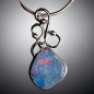 Pendentif Opale bleue Harlequin avec chaîne Argent 925