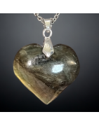 Pendentif Labradorite cœur avec chaîne