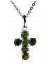 Pendentif Tourmaline verte croix argent 925