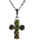 Pendentif Tourmaline verte croix argent 925