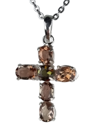 Pendentif Andalousite verte croix argent 925
