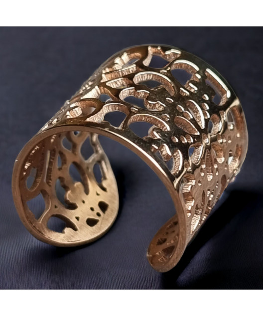 Bague Acier inox Plaquée or rose Taille 54+