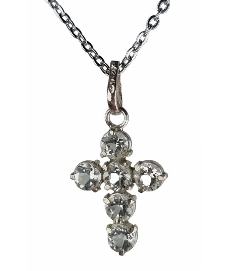 Pendentif Aigue marine croix argent 925