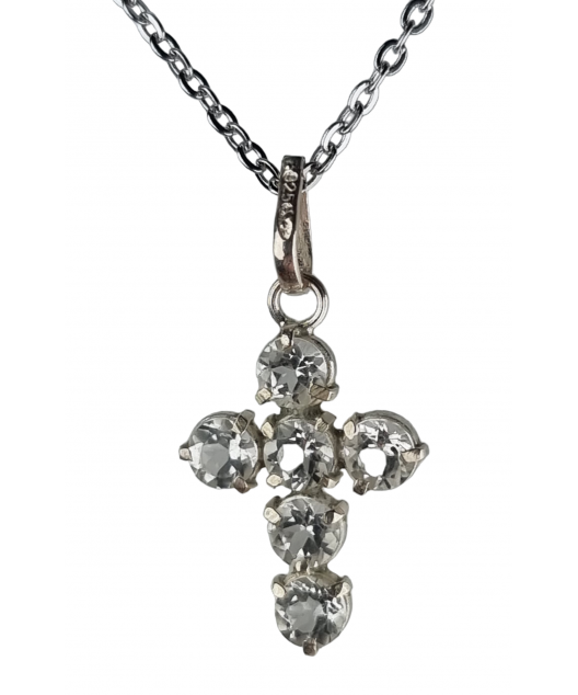 Pendentif Aigue marine croix argent 925