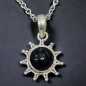 Pendentif Obsidienne soleil Argent 925 sur chaîne