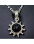 Pendentif Obsidienne soleil Argent 925 sur chaîne